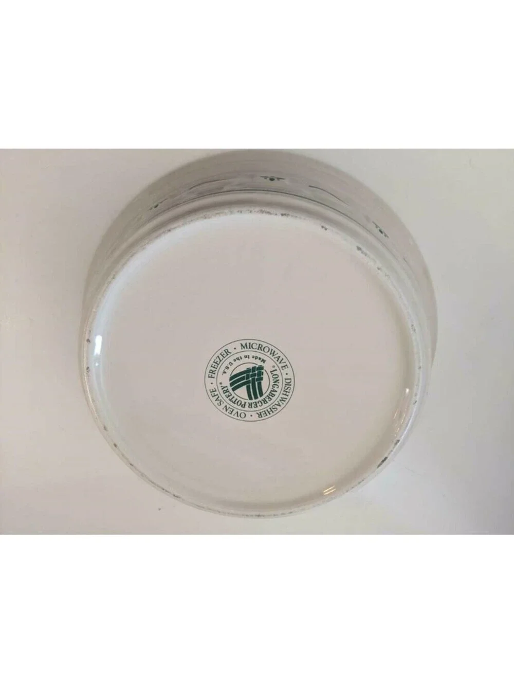 LONGABERGER Woven Traditions Green 2-Quart Covered Casserole Dish*VTG*USA*Ivory